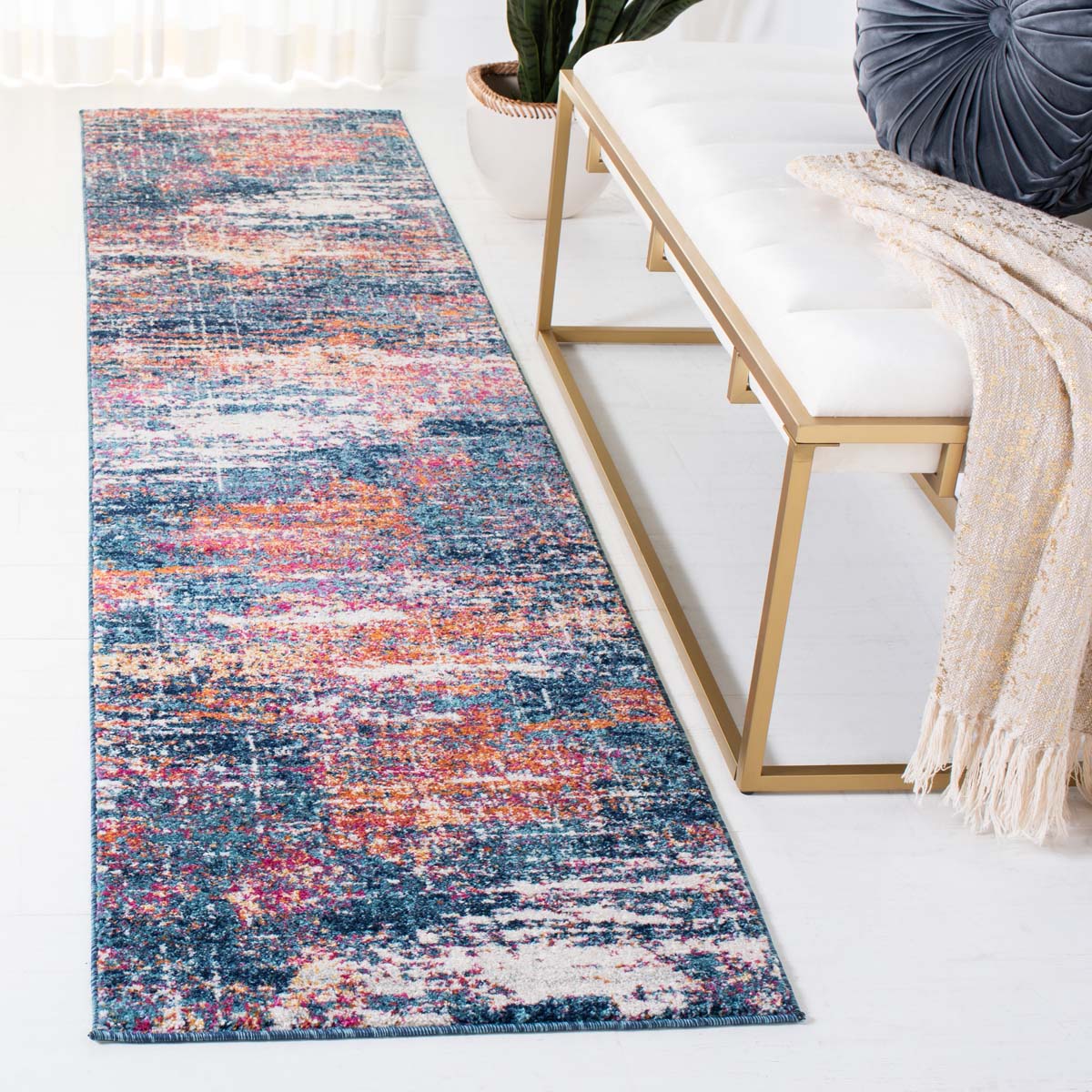 Safavieh Evoke 272 Rug, Blue, EVK272 - Navy / Orange