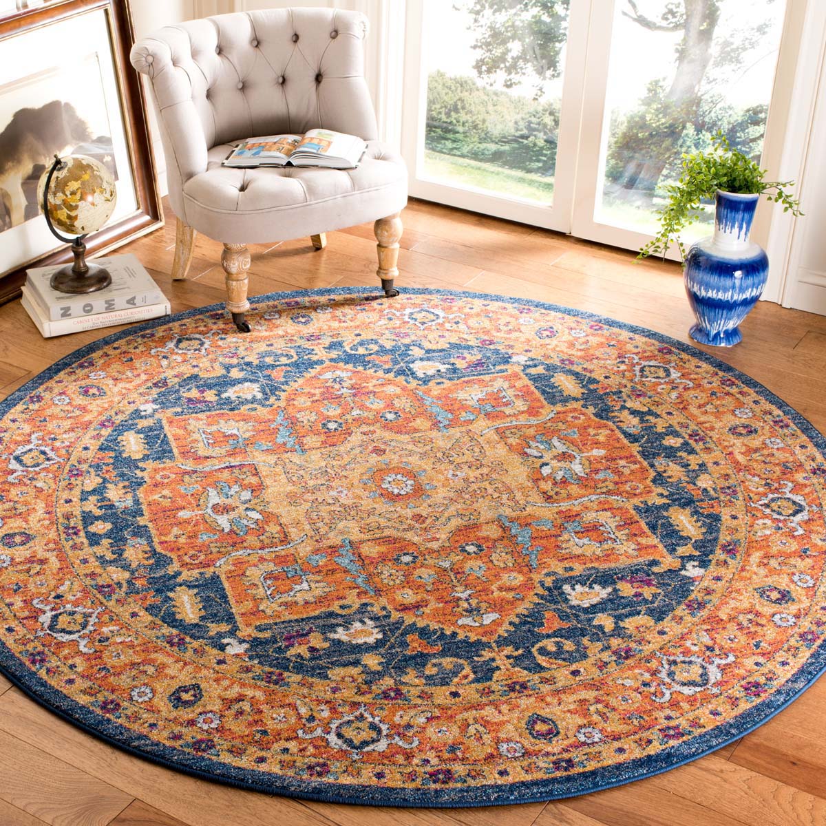 Safavieh Evoke 275 Rug, Blue, EVK275 - Blue / Orange