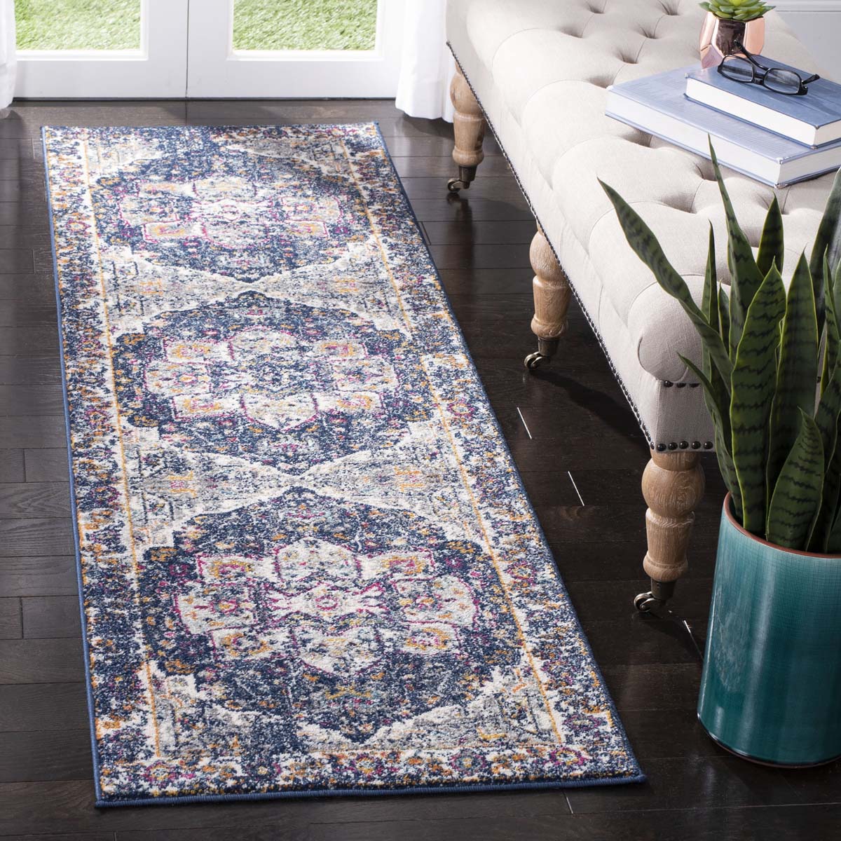 Safavieh Evoke 275 Rug, Blue, EVK275 - Navy / Grey