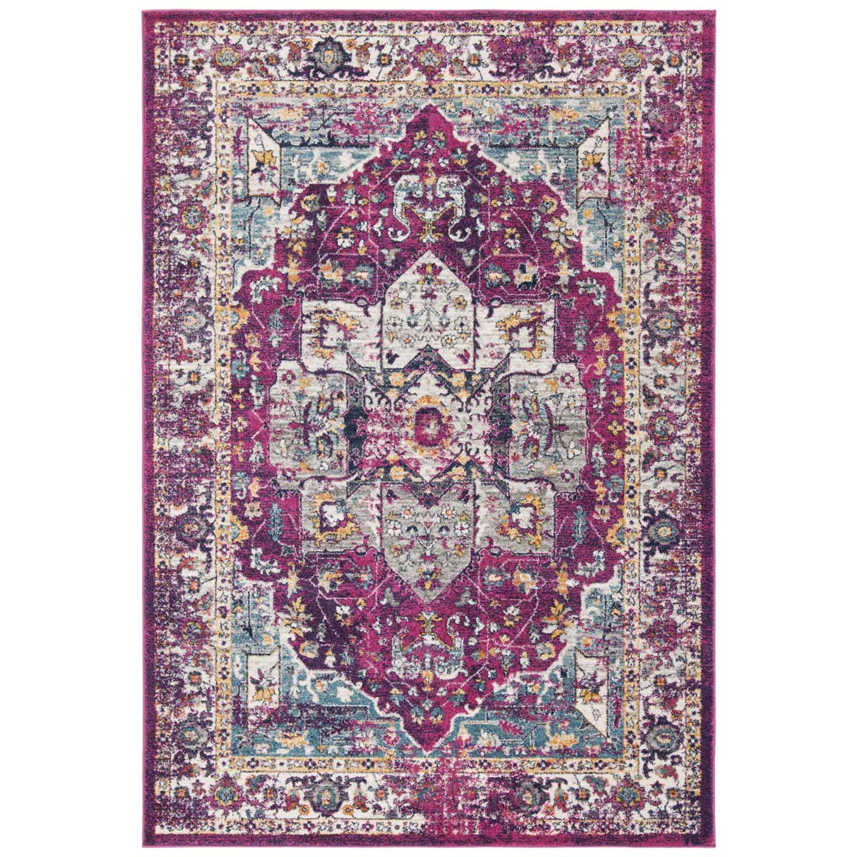 Safavieh Evoke 275 Rug, Fuchsia, EVK275 - Fuchsia / Ivory