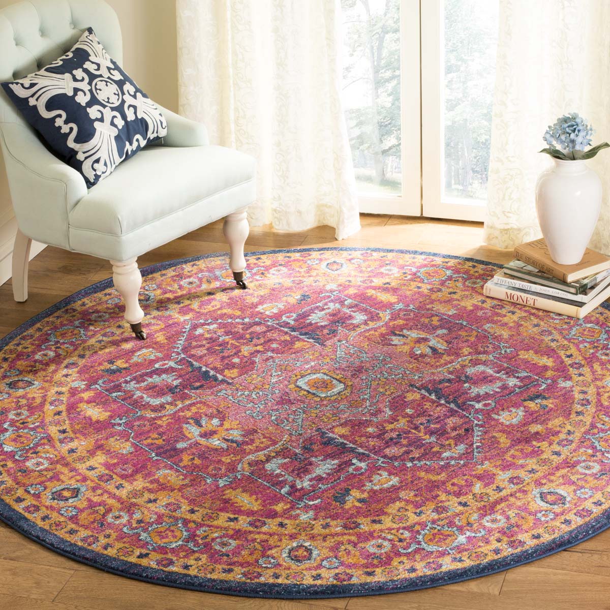 Safavieh Evoke 275 Rug, Fuchsia, EVK275 - Fuchsia / Orange
