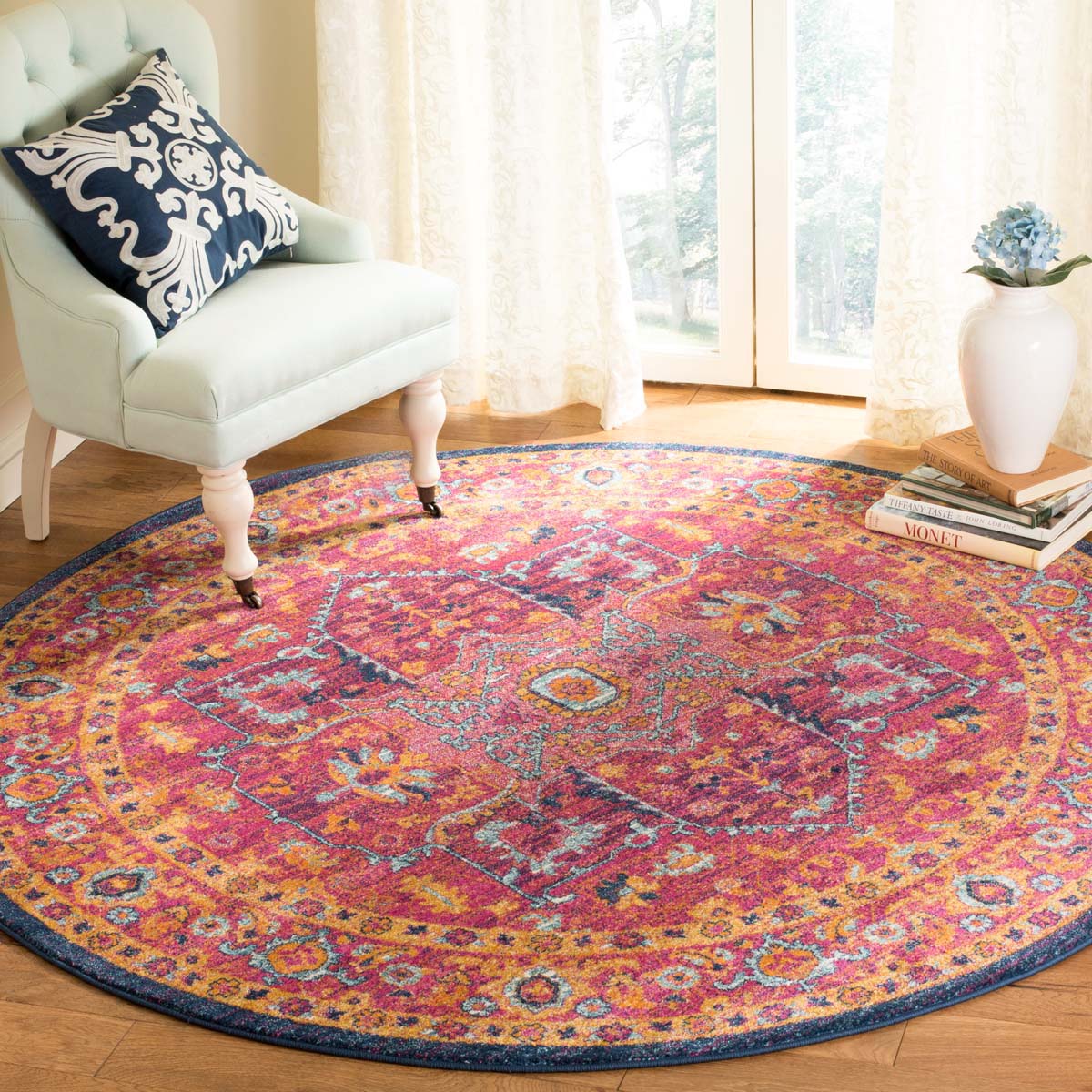Safavieh Evoke 275 Rug, Fuchsia, EVK275 - Fuchsia / Orange