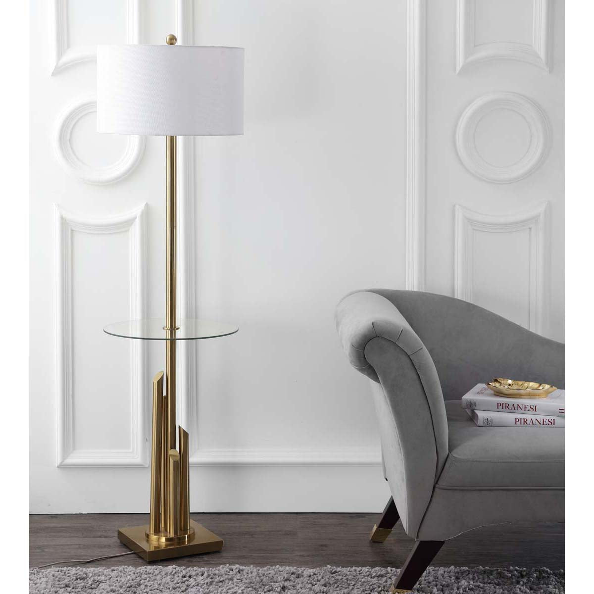 Safavieh Ambrosio 61 Inch H Floor Lamp Side Table, FLL4009