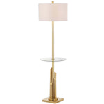 Safavieh Ambrosio 61 Inch H Floor Lamp Side Table, FLL4009 - Brass/Gold