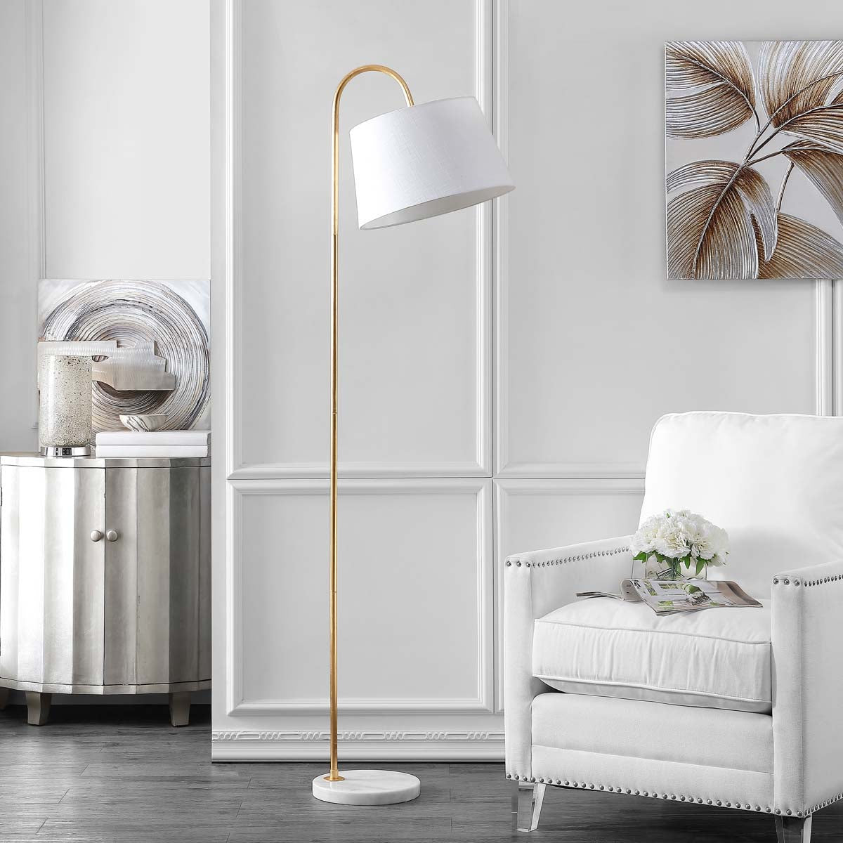 Safavieh Dacey Floor Lamp, FLL4071 - Gold Leaf/White