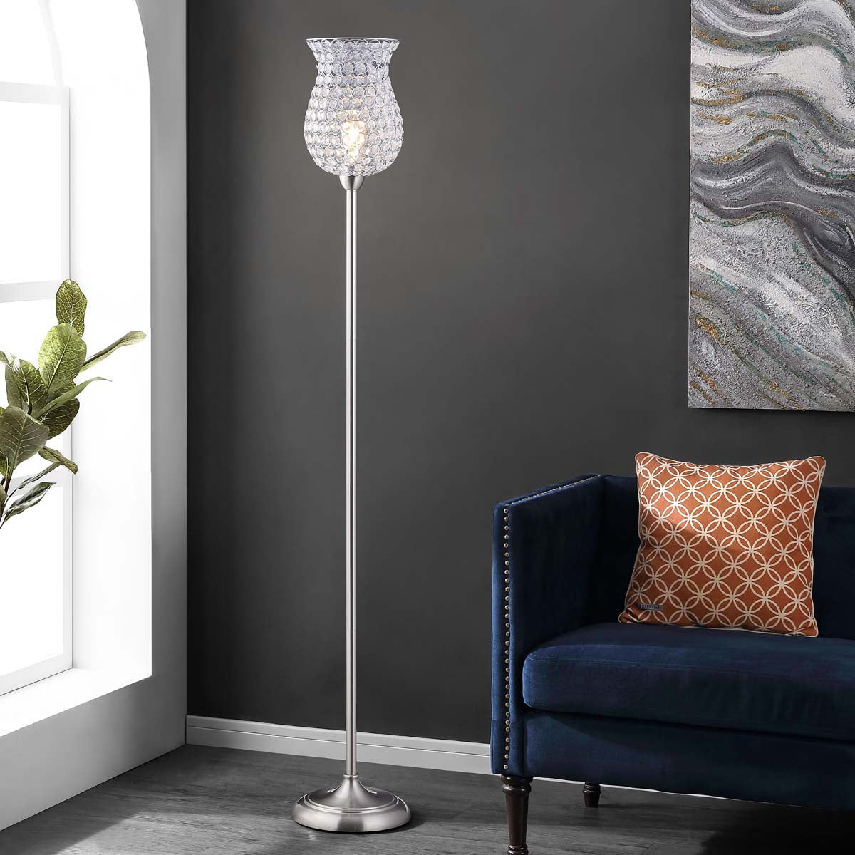 Safavieh Ricky Iron Floor Lamp , FLL4089 - Nickel