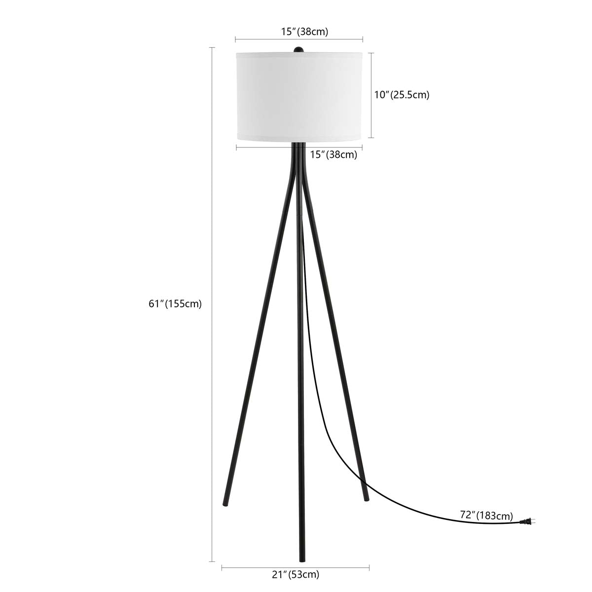 Safavieh Galilea Floor Lamp , FLL4121 - Matte Black