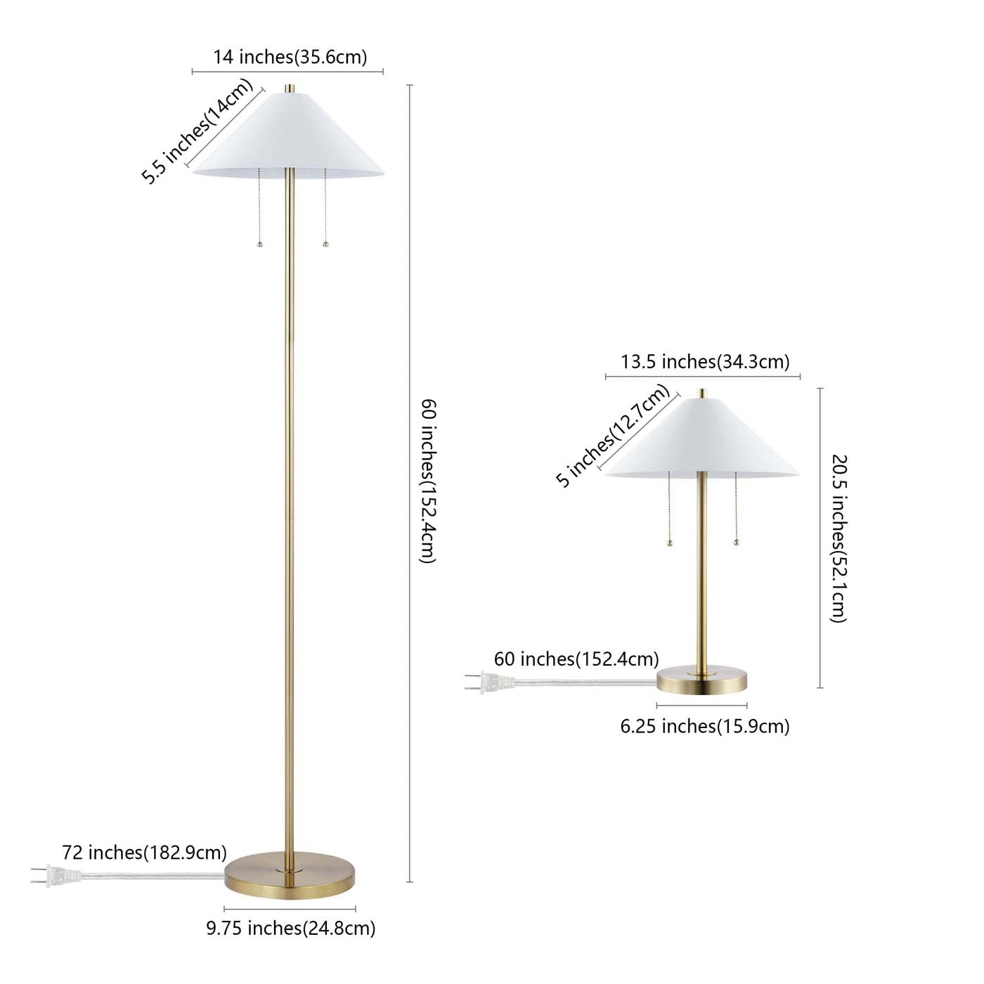 Safavieh Nadia Floor And Table Lamp Set , FLT4001 - Gold / White