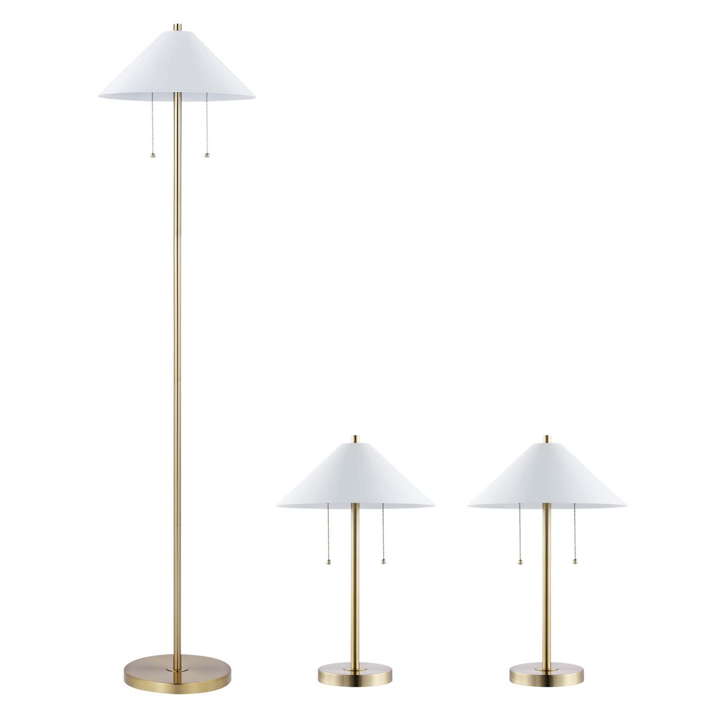 Safavieh Nadia Floor And Table Lamp Set , FLT4001 - Gold / White