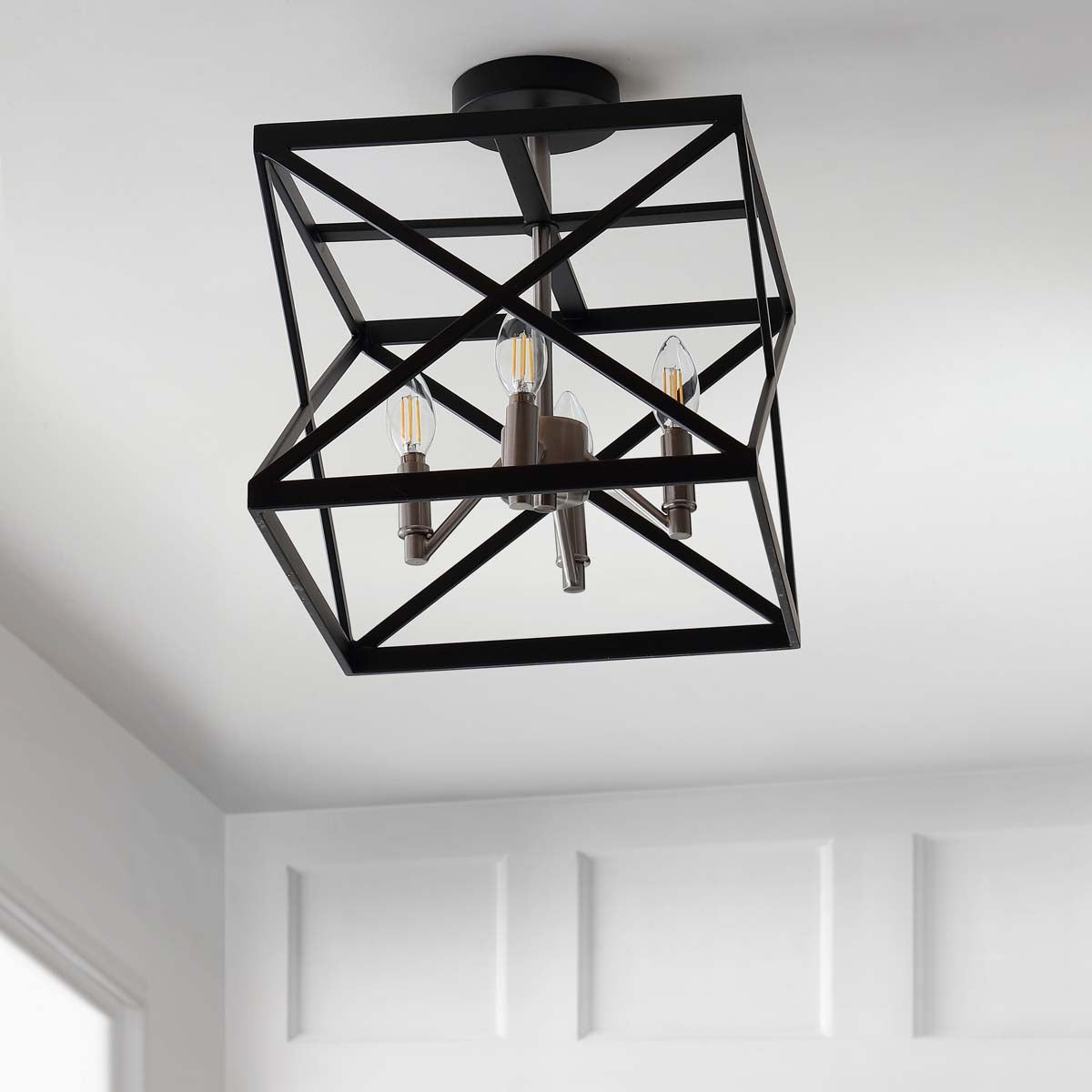 Safavieh Matias Flush Mount, FLU4029 - Black/Nickel