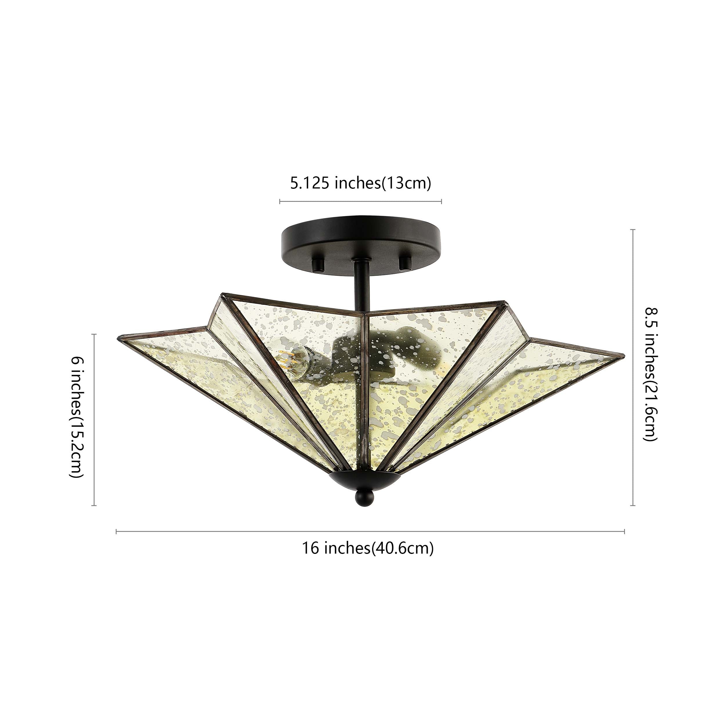 Safavieh Haruna Flush Mount , FLU4071 - Black/ Clear Mercury Glass