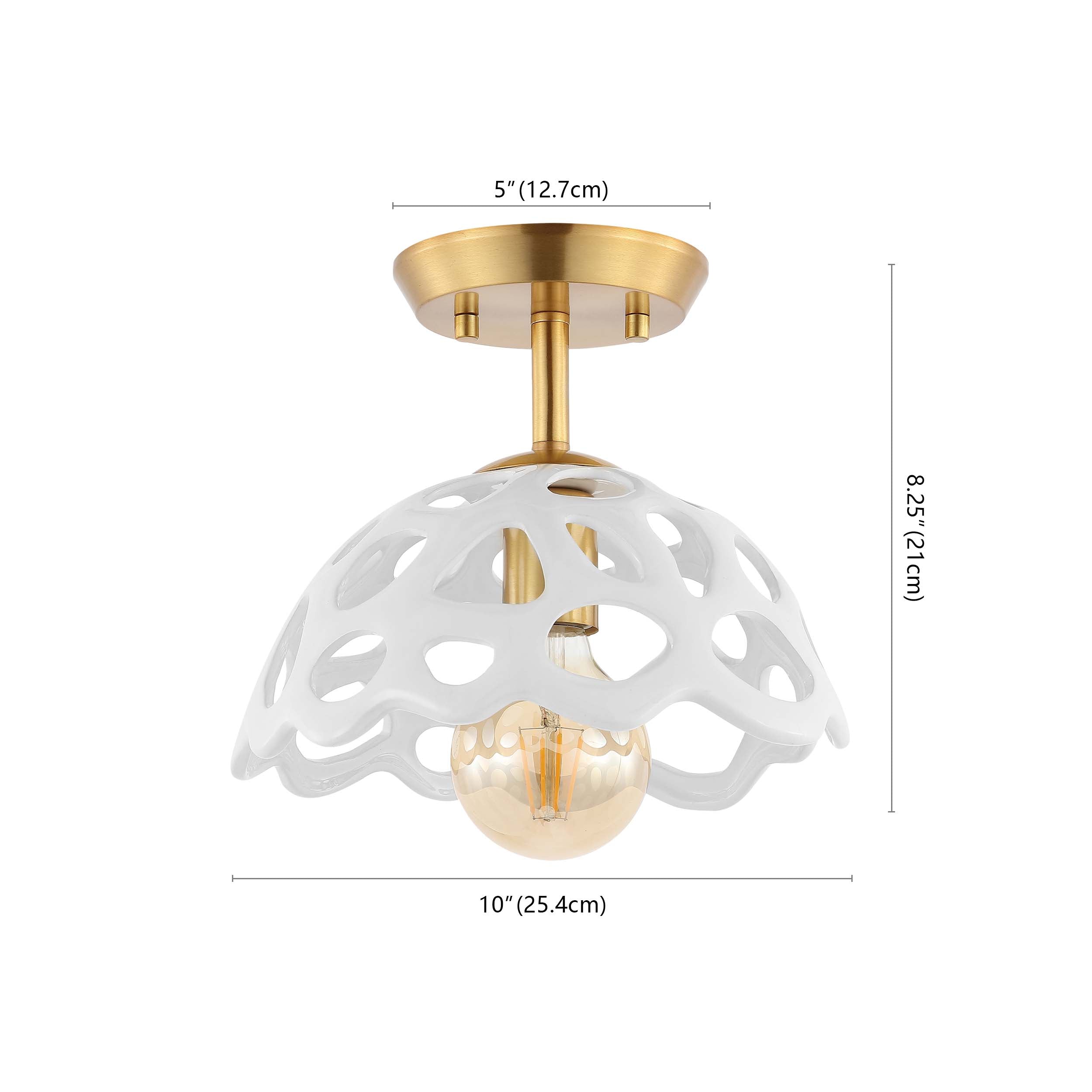 Safavieh Eldrid Flush Mount , FLU4076 - Brass Gold/White Shade