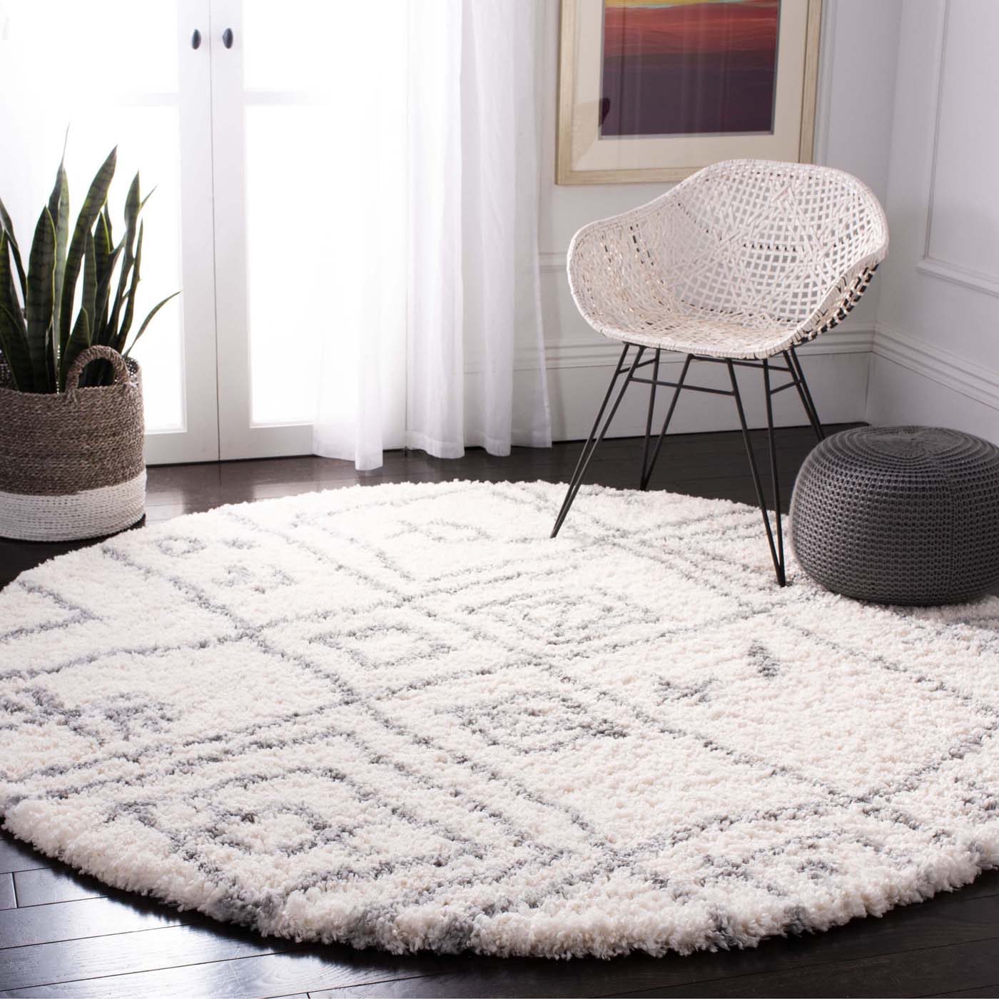 Safavieh Fontana Shag 836 Rug, FNT836 - Cream / Grey