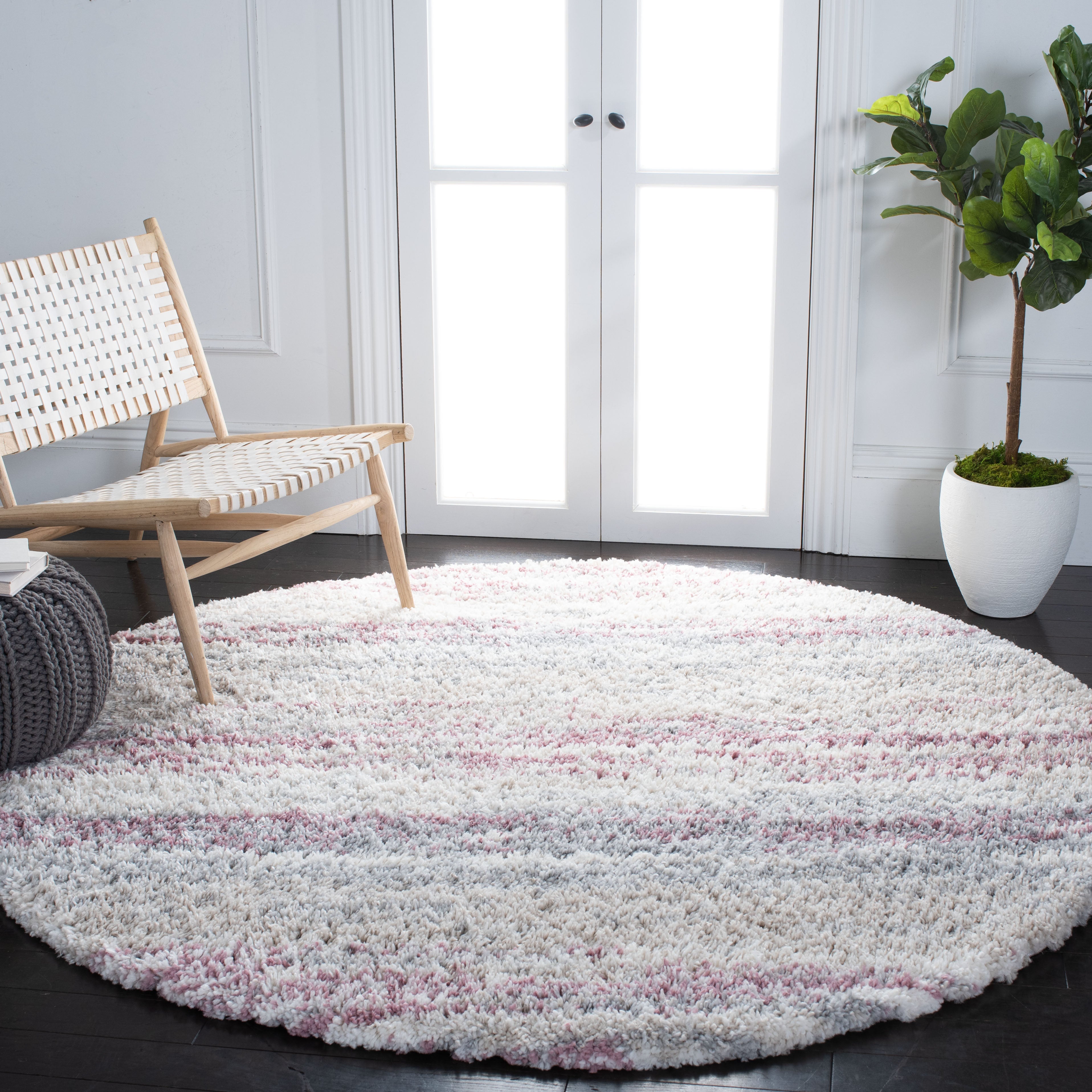 Safavieh Fontana Shag 842 Rug, FNT842 - Ivory / Pink