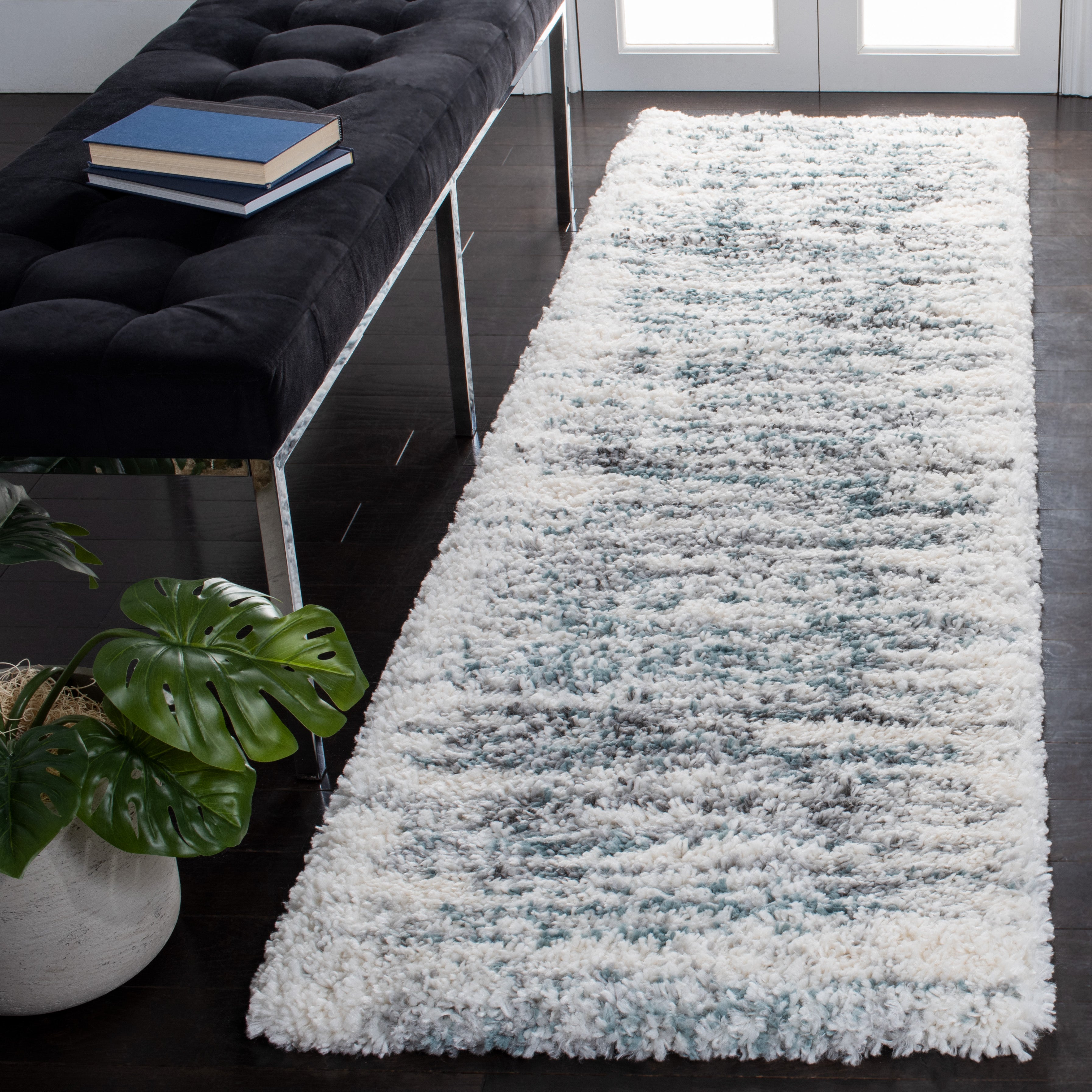 Safavieh Fontana Shag 850 Rug, FNT850 - Ivory / Teal