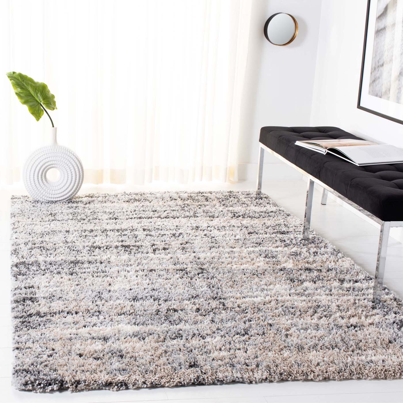 Safavieh Fontana Shag 856 Rug, FNT856 - Grey / Ivory