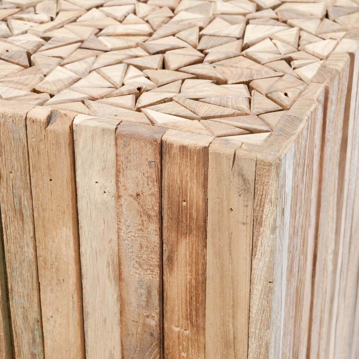 Safavieh Richmond Rustic Wood Block Round Square End Table , FOX1001 - Medium Oak