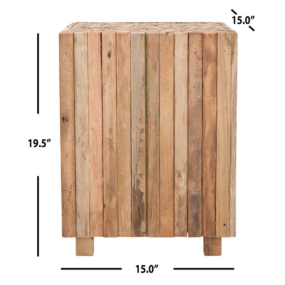 Safavieh Richmond Rustic Wood Block Round Square End Table , FOX1001 - Medium Oak