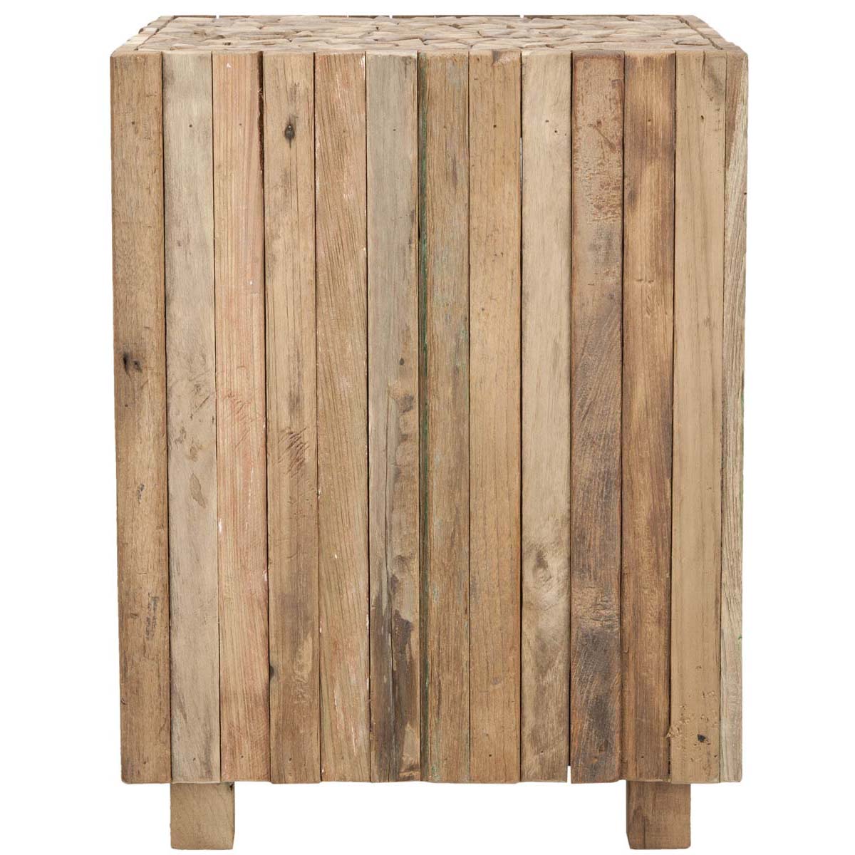 Safavieh Richmond Rustic Wood Block Round Square End Table , FOX1001 - Medium Oak