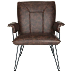 Safavieh Johannes 17.3H Mid Century Modern Leather Arm Chair , FOX1700
