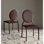 Safavieh Warner 37''H Round Back Leather Side Chair, FOX2018 - Brown (Set of 2)