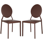 Safavieh Warner 37''H Round Back Leather Side Chair, FOX2018 - Brown (Set of 2)
