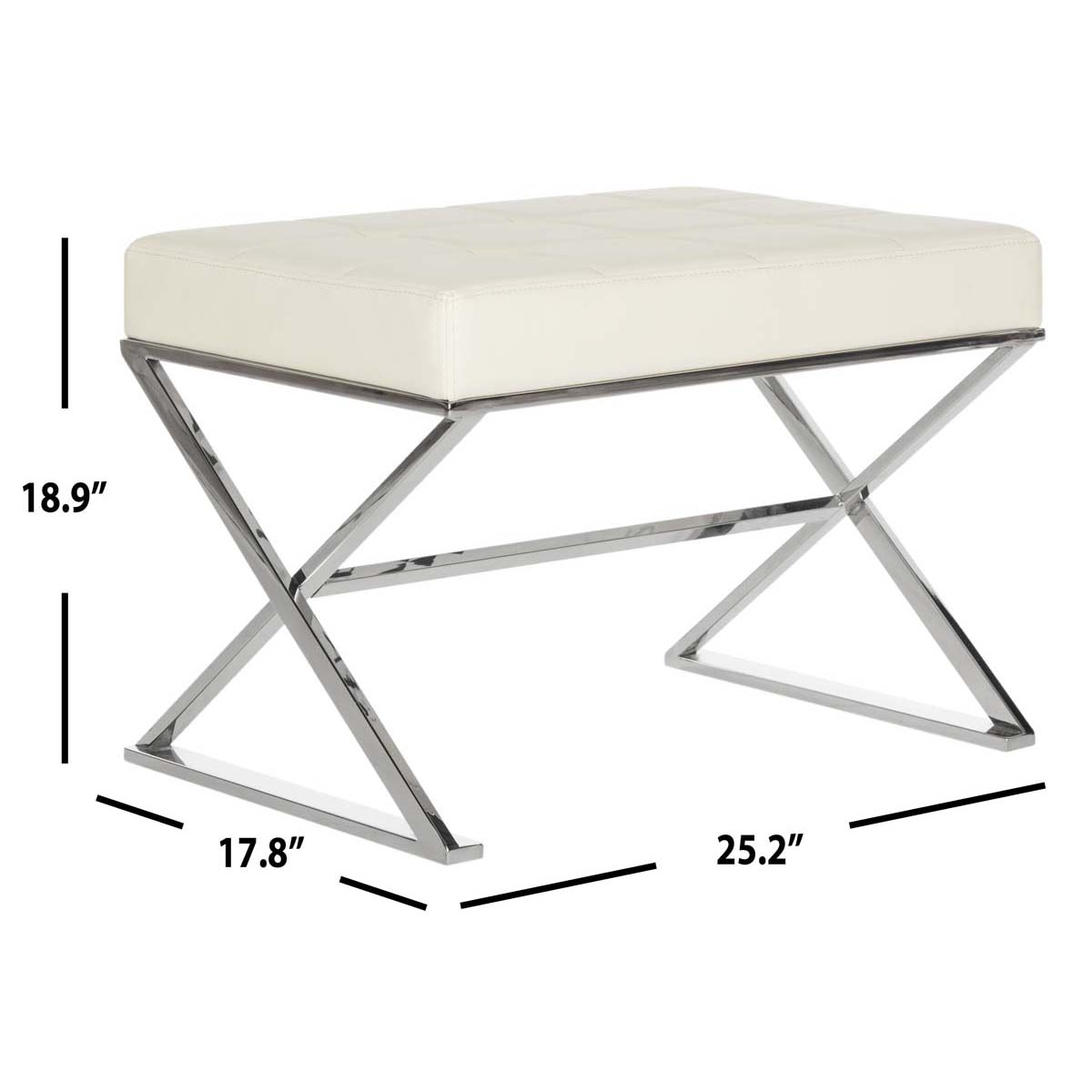 Safavieh Micha Ottoman , FOX2022 - Cream/Chrome