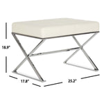 Safavieh Micha Ottoman , FOX2022 - Cream/Chrome