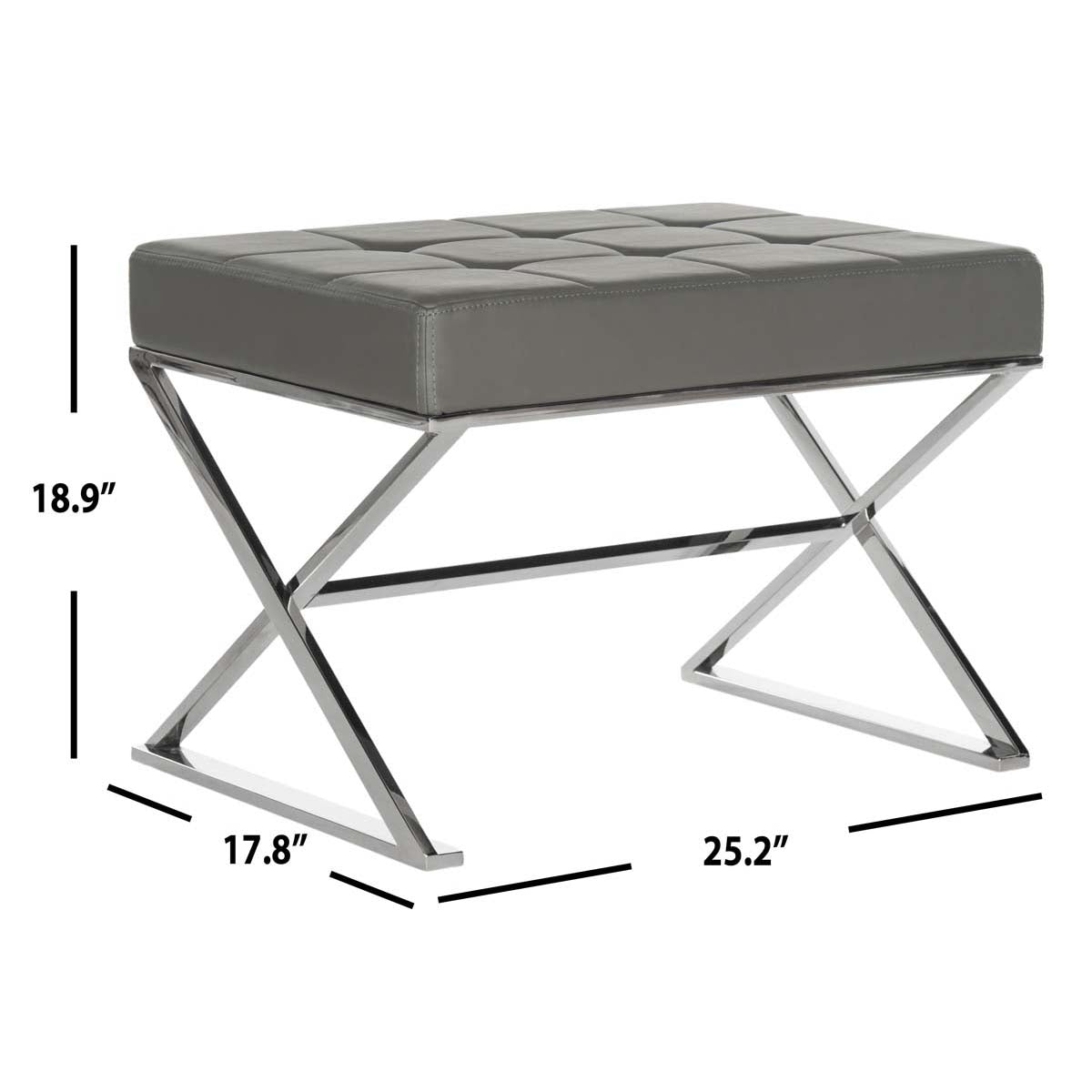 Safavieh Micha Ottoman , FOX2022 - Grey/Chrome
