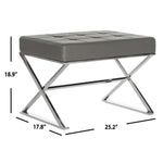 Safavieh Micha Ottoman , FOX2022 - Grey/Chrome
