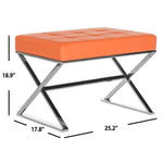 Safavieh Micha Ottoman , FOX2022 - Orange/Chrome