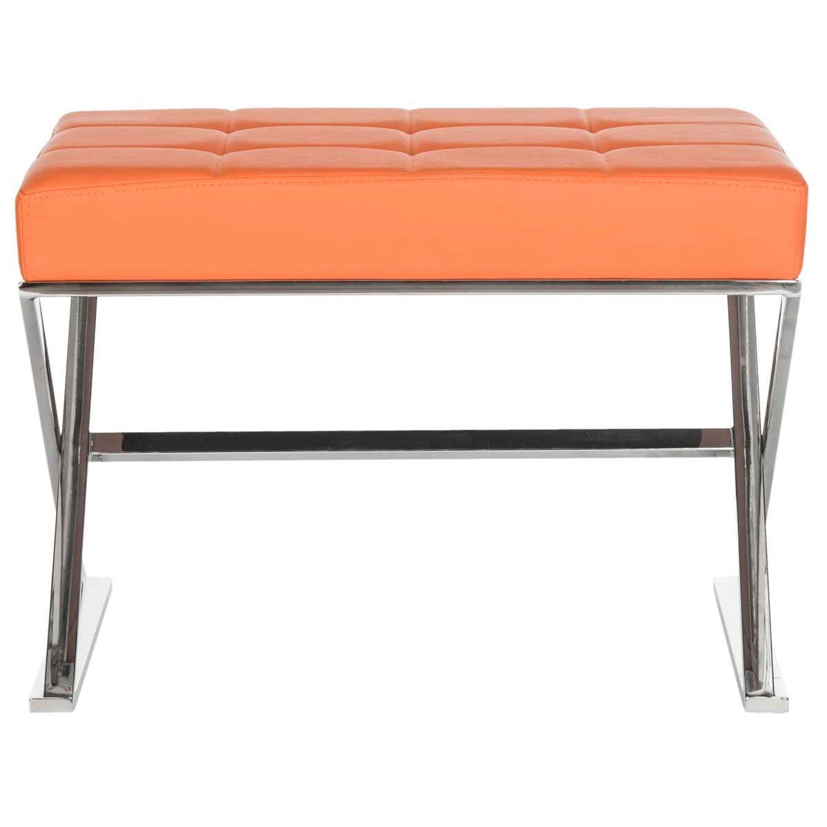 Safavieh Micha Ottoman , FOX2022 - Orange/Chrome