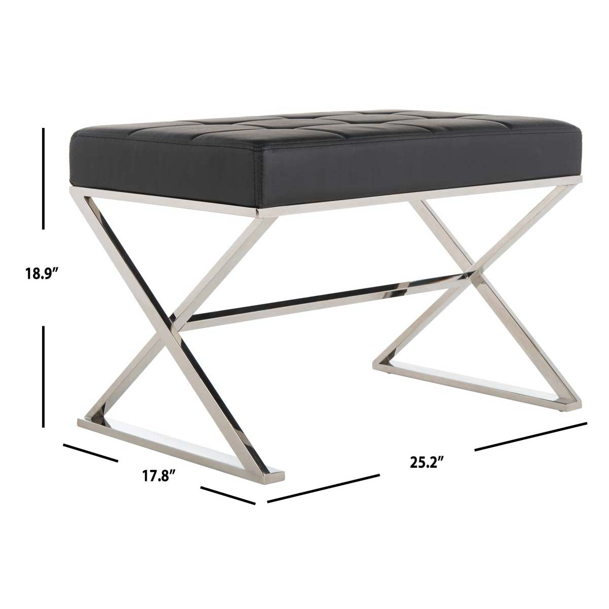 Safavieh Micha Ottoman , FOX2022 - Black/Chrome