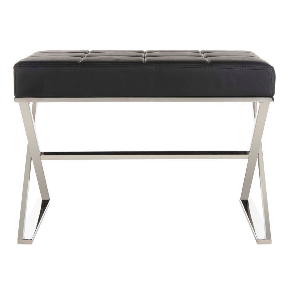 Safavieh Micha Ottoman , FOX2022 - Black/Chrome