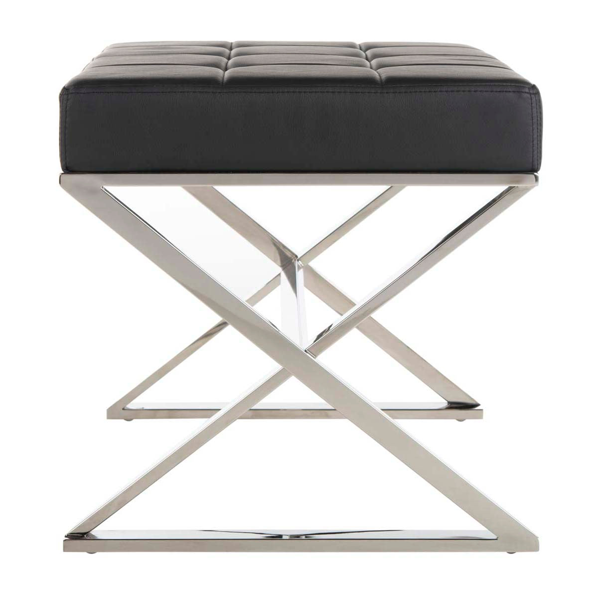 Safavieh Micha Ottoman , FOX2022 - Black/Chrome