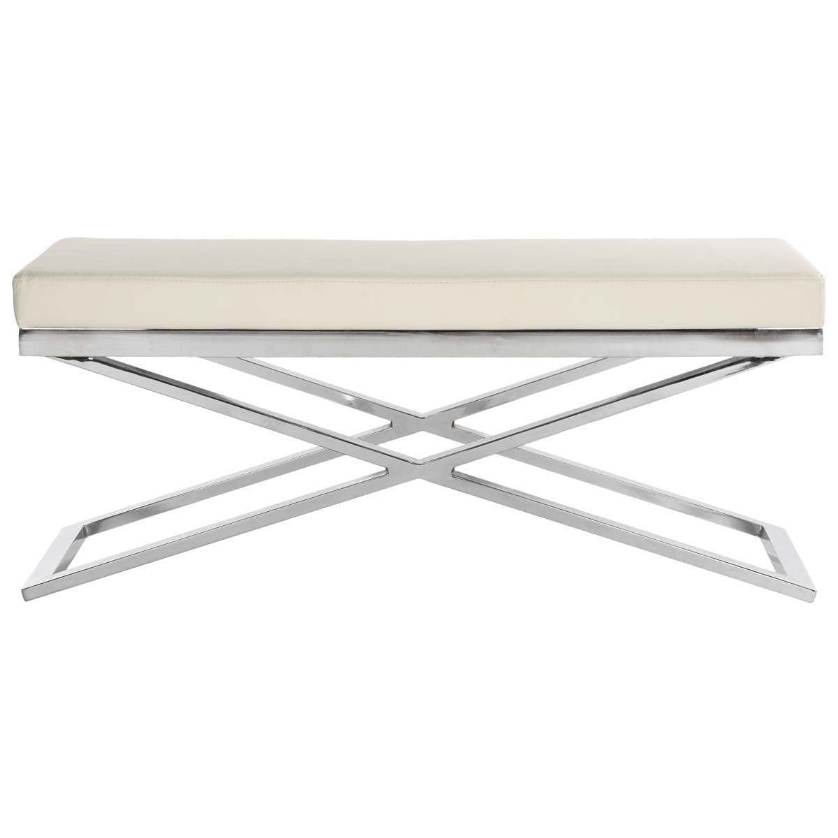 Safavieh Acra Bench , FOX2027 - White/Chrome