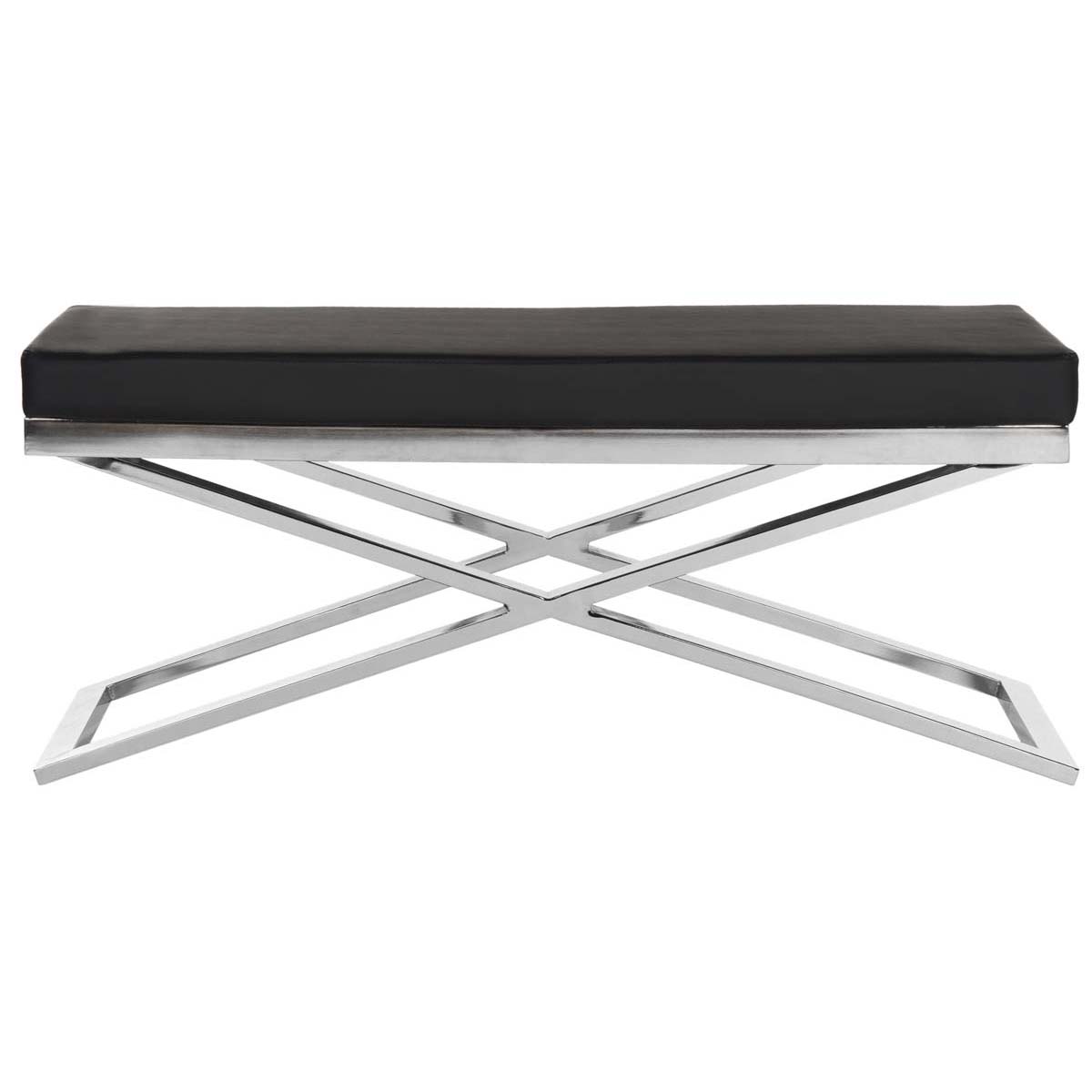 Safavieh Acra Bench , FOX2027 - Black/Chrome