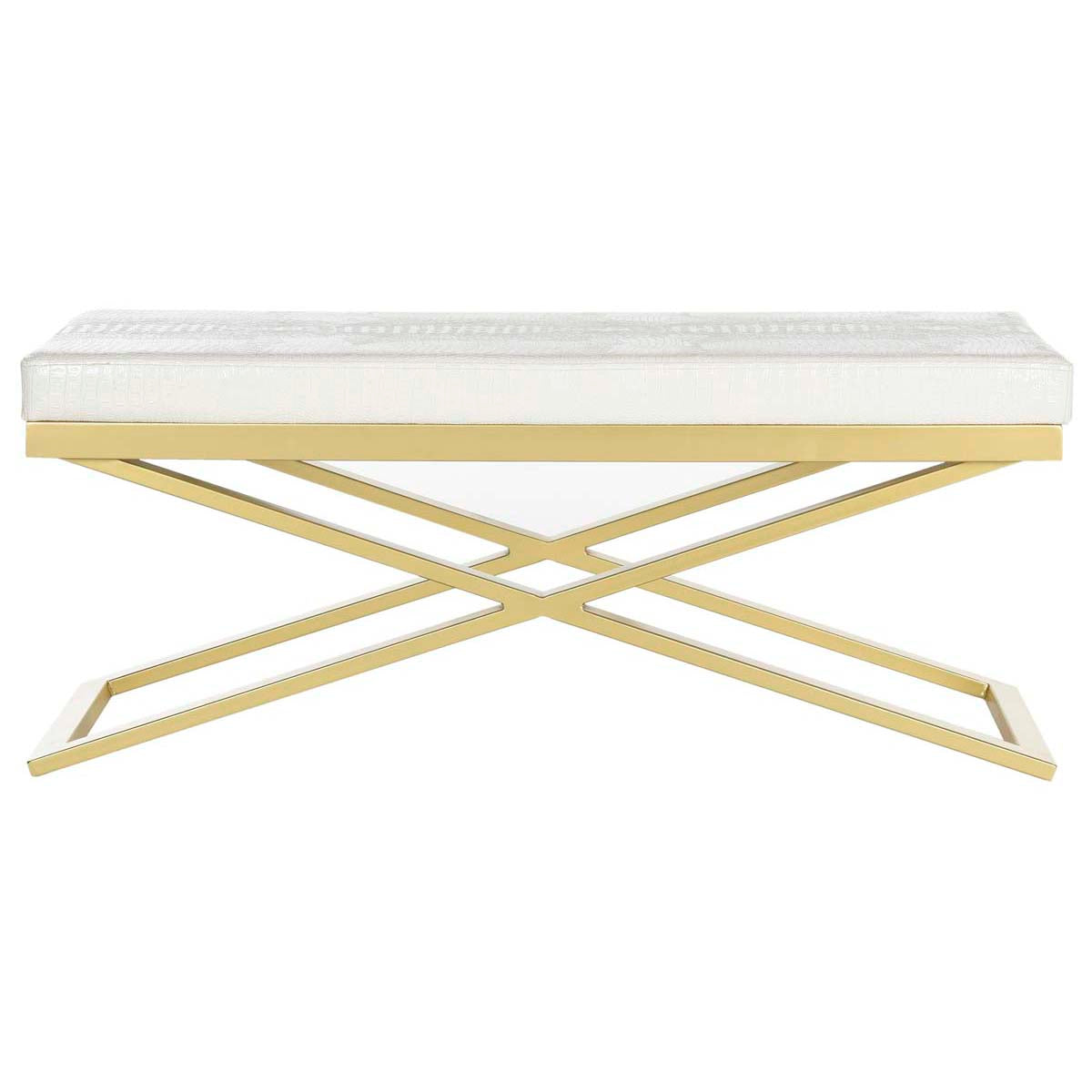 Safavieh Acra Bench , FOX2027 - White Crocodile/Gold