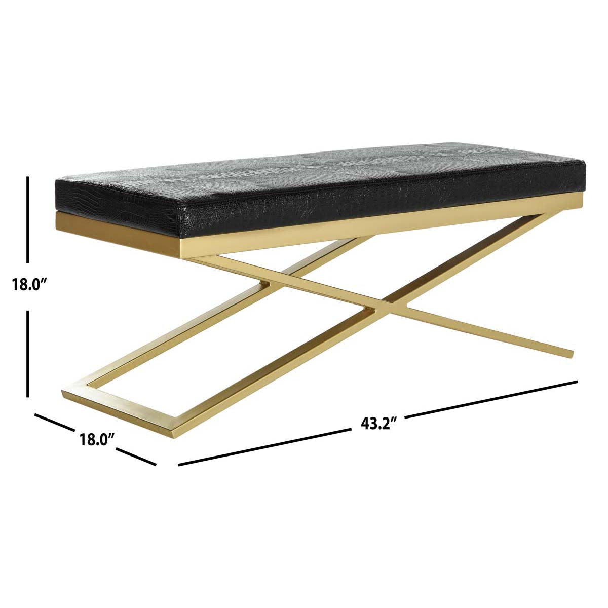 Safavieh Acra Bench , FOX2027 - Black Crocodile/Gold