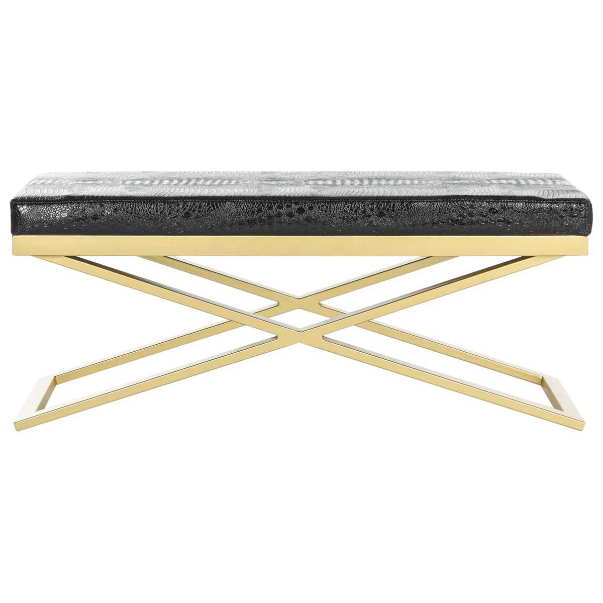 Safavieh Acra Bench , FOX2027 - Black Crocodile/Gold