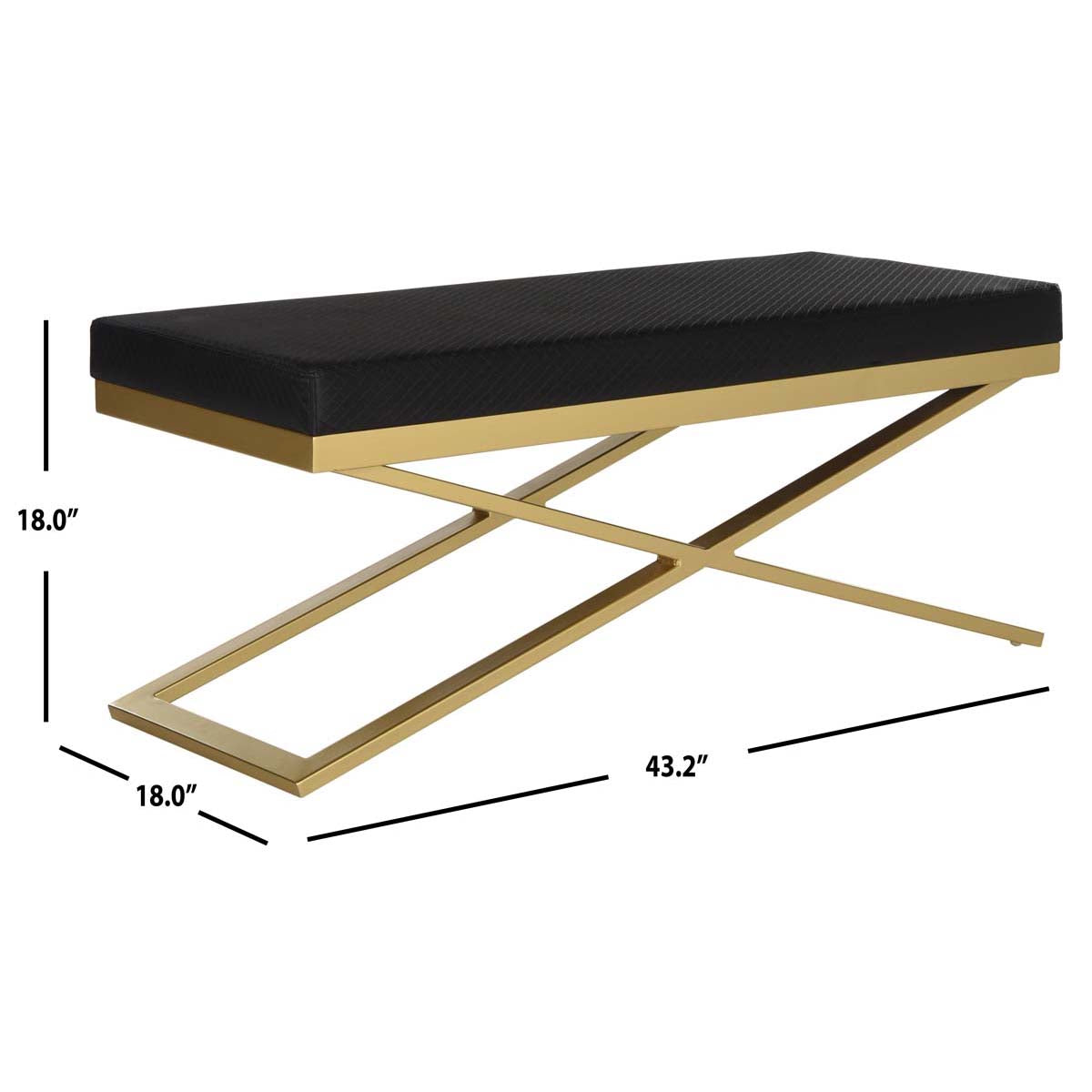Safavieh Acra Bench , FOX2027 - Black Bottega/Gold