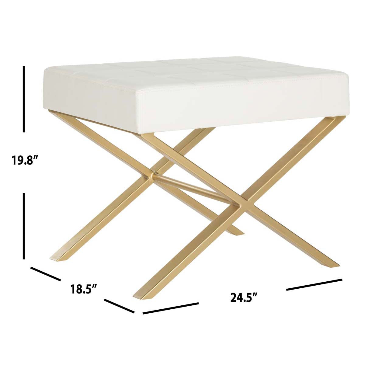 Safavieh Badgley Ottoman , FOX2029 - White/Gold