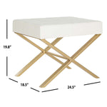 Safavieh Badgley Ottoman , FOX2029 - White/Gold