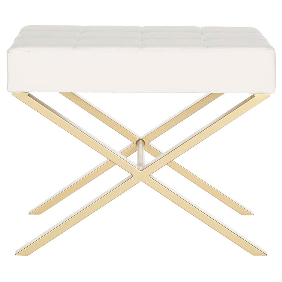 Safavieh Badgley Ottoman , FOX2029 - White/Gold