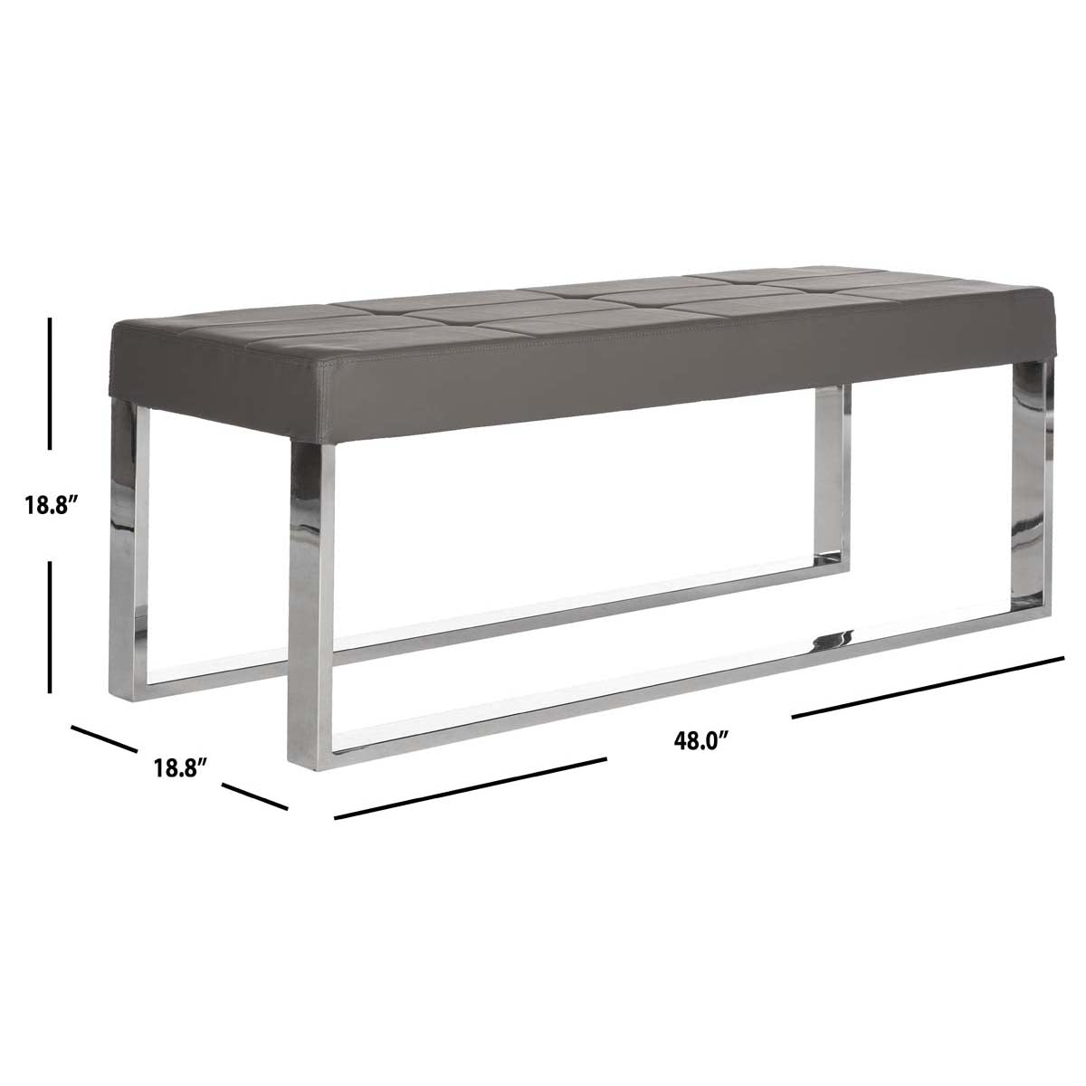 Safavieh Marc Bench , FOX2032 - Grey/Chrome