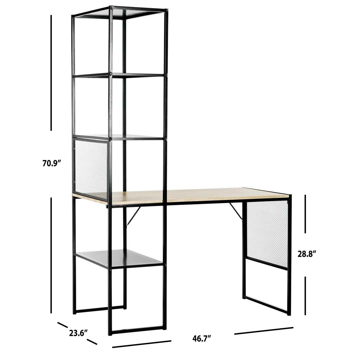 Safavieh Aba 46''W Corner Writing Desk W/ Storage , FOX2221 - Black