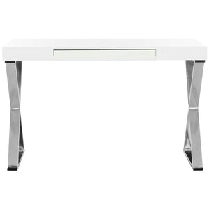 Safavieh Paley 47''W One Drawer Lacquer & Chrome Desk , FOX2223