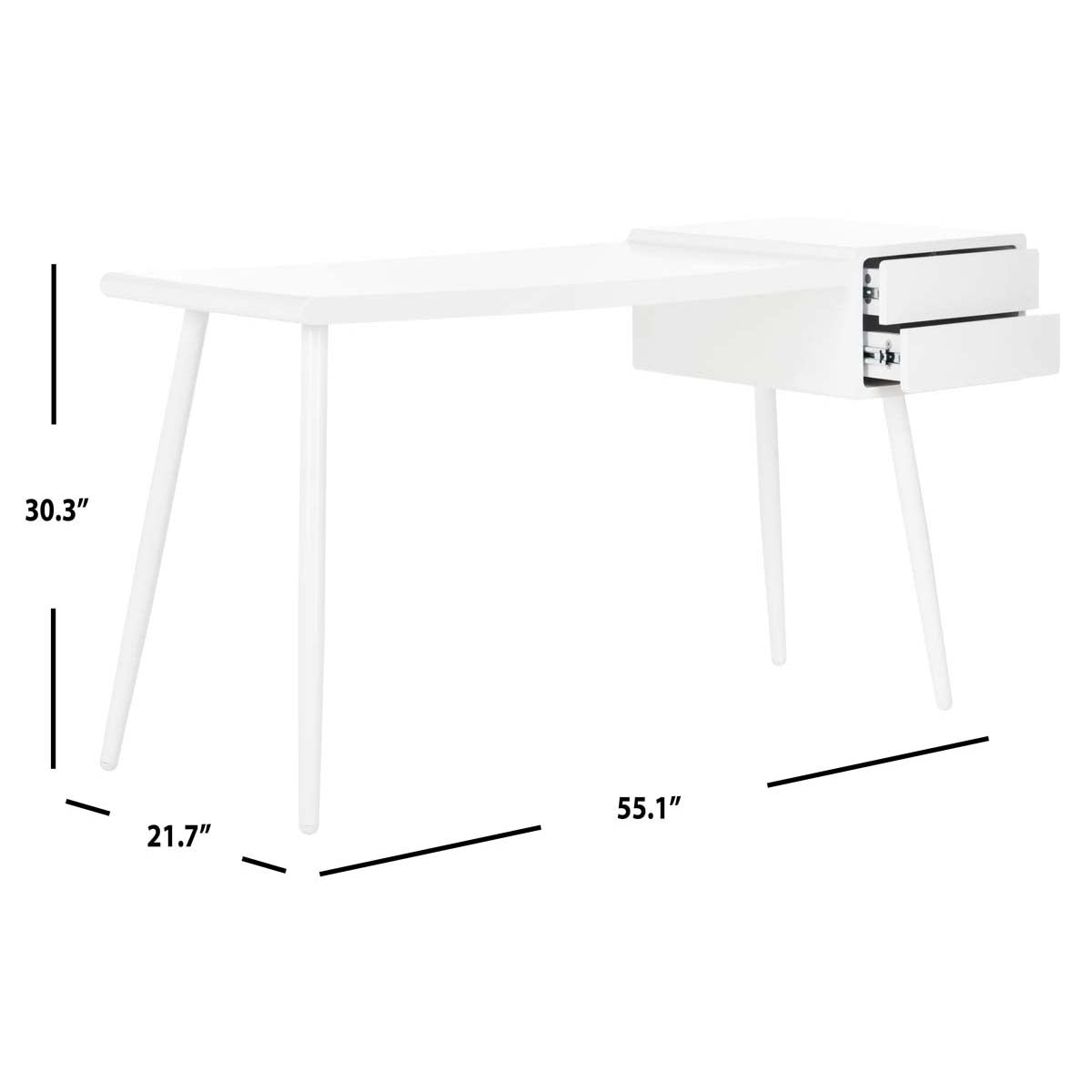 Safavieh Ferli Mid Century Scandinavian Two Drawer Desk , FOX2228 - Matte White