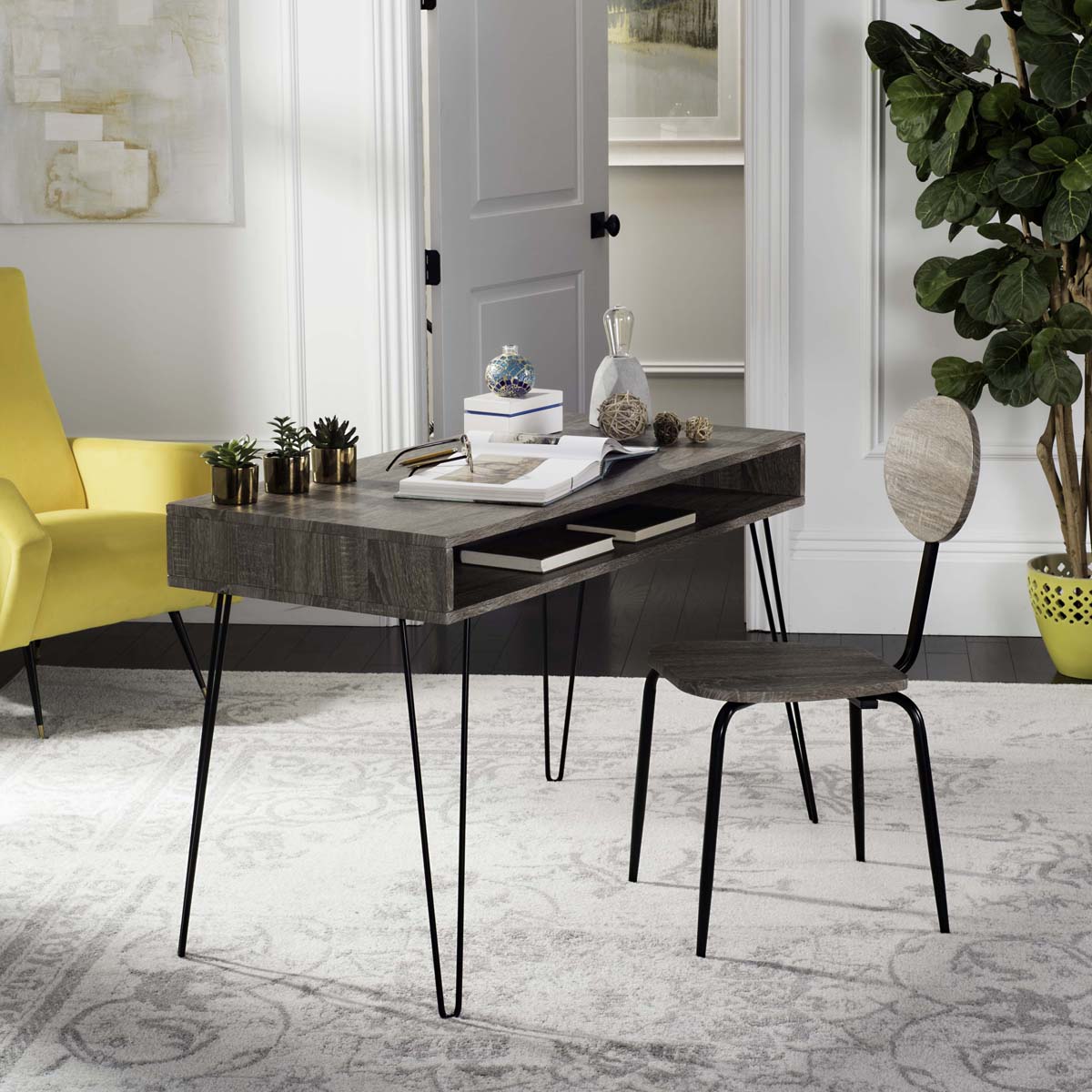 Safavieh Winta 47'' Retro Writing Desk / Chair , FOX2232 - Grey