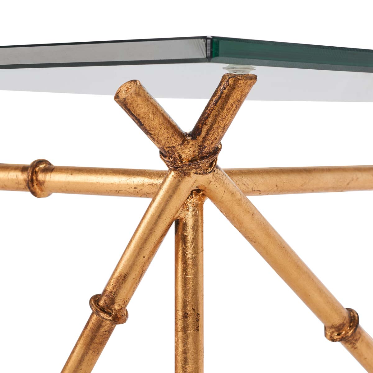 Safavieh Mark Crisscrossed Gold Accent Table , FOX2511 - Gold/Clear Glass